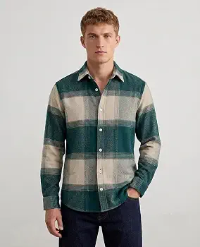 DEEMOON Men's Premium Cotton Blend Printed Checkered Shirt